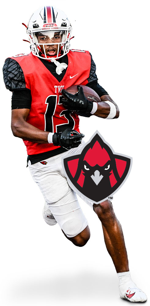 cardinal football player carrying football